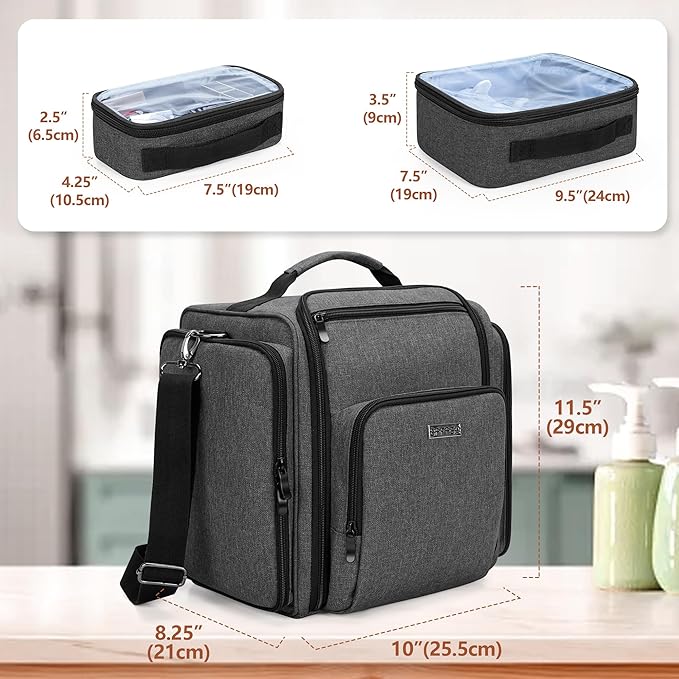 BAFASO Large Travel Toiletry Bag with 4 Removable Pouches, Multifunctional Makeup Bag Hair Bag for Toiletry and Makeup Supplies, Black