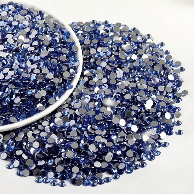 Beadsland Flatback Rhinestones Bulk,14400pcs Light Blue Rhinestones for Nails Crafts Clothes DIY Decoration, Light Sapphire, SS16, 3.8-4.0mm