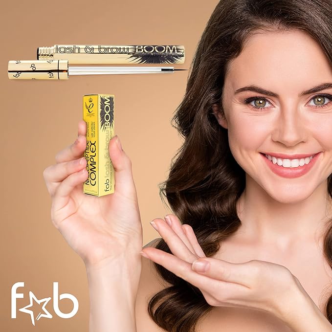 Fab Lash and Brow Boom - The Ultimate Lash and Brow Growth Serum - Lash Serum for Thicker, Longer & Fuller Lashes and Brows - Infused with Castor Oil, Biotin & Eyelash Primer for Healthy Hair Growth
