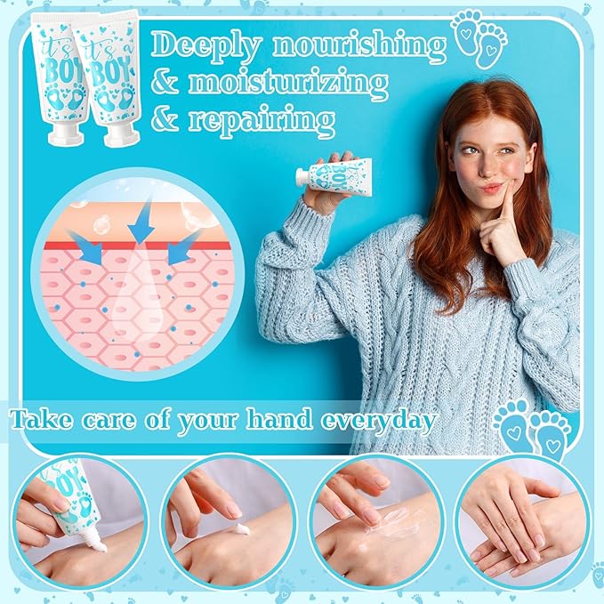 48 Sets Baby Shower Hand Cream Party Favors for Guests Gift Bulk Travel Size Hand Lotion Set for Baby Shower Wedding Christmas(Footprint)