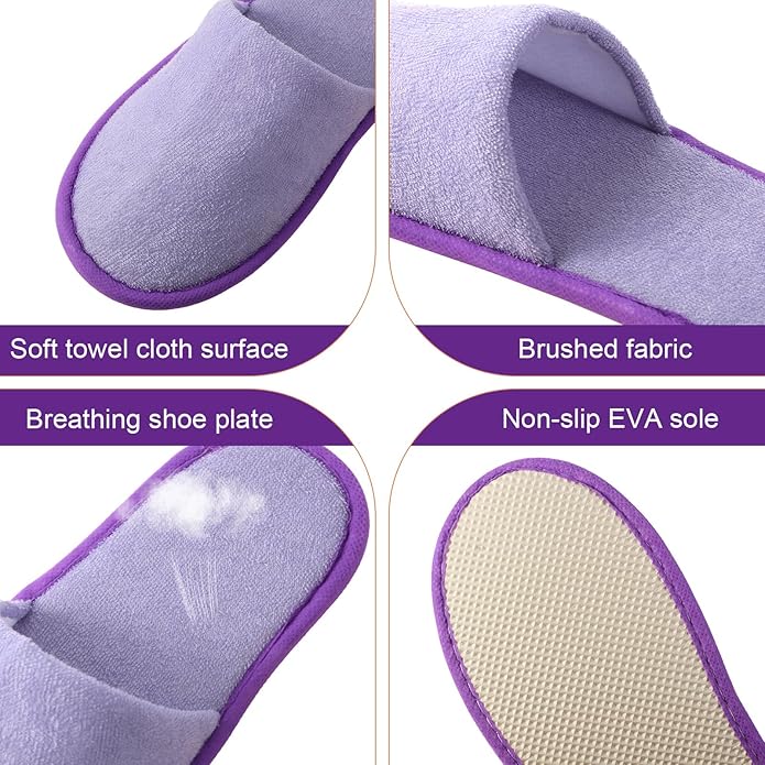 Geyoga 12 Pair Disposable House Slippers for Guests Non Slip Disposable Slippers for Spa Travel Hotel Shoeless Home Bride Bathroom Bedroom
