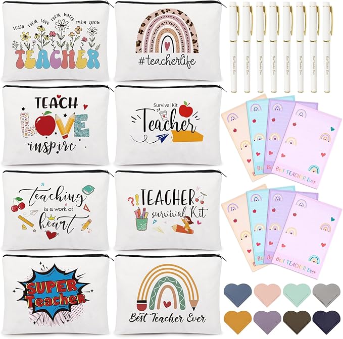 UAREHIBY 32 PCS Teacher Appreciation Gifts In Bulk, Teacher Gift with Makeup Bag for Women, Thank You Gifts for New Teachers,Christmas Gifts,Valentine Gifts