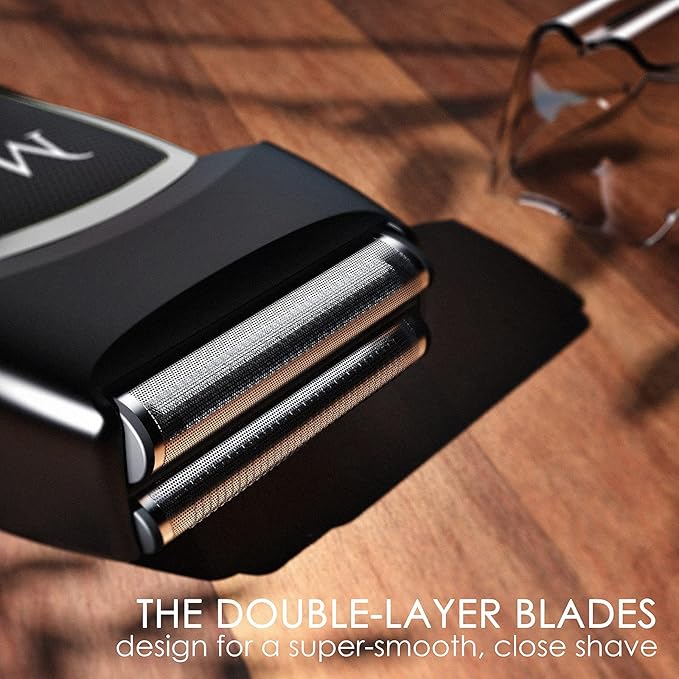 Multifunction Men’s Grooming Kit - Foil Shaver 4-Attachment Body Hair, Nose, Beard Trimmer with Adjustable Guard Heights - Rechargeable with LED Display Blizz GS5 (Black)