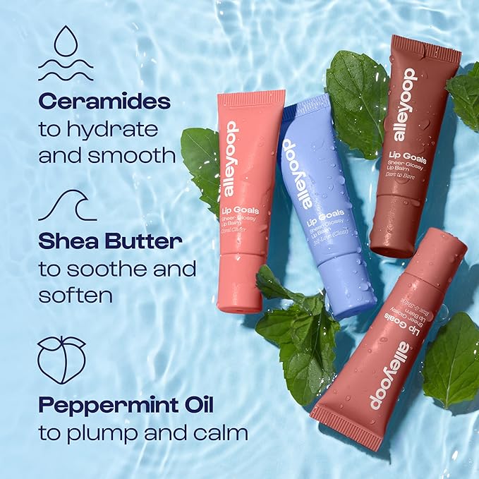 Alleyoop Lip Goals Glossy Lip Balm – Hydrating Tinted Lip-Moisturizer for Women - Vegan LipBalm for Cracked Lips, Moisturizing LipGloss Balm - Lips Treatment & Hydration Care, (Sheer Rosy Brown)