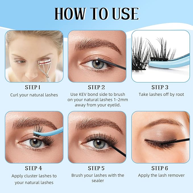 DIY Lash Extension Kit - Lash Clusters, Bond & Seal Overnighter, Sealer & Remover - DIY Eyelash Applicator