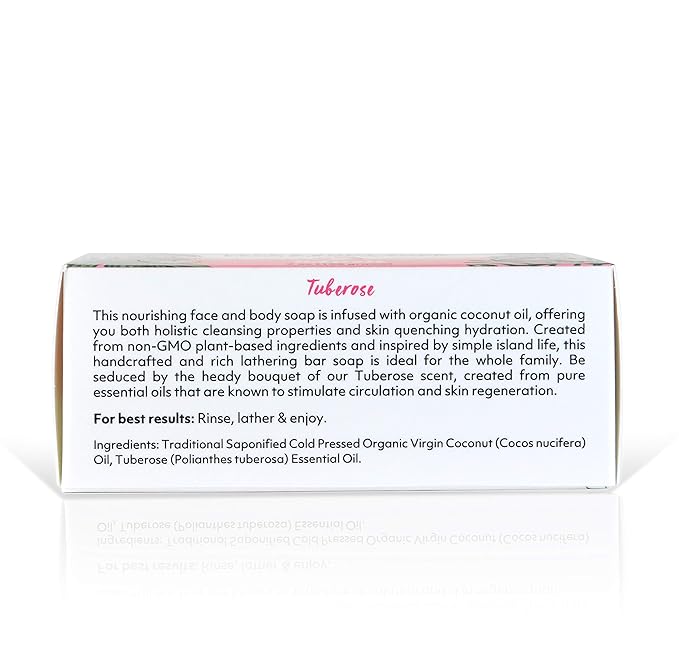 Coco Fiji, Coconut Oil Infused Soap, Bar 7oz (Tuberose, Pack of 2)