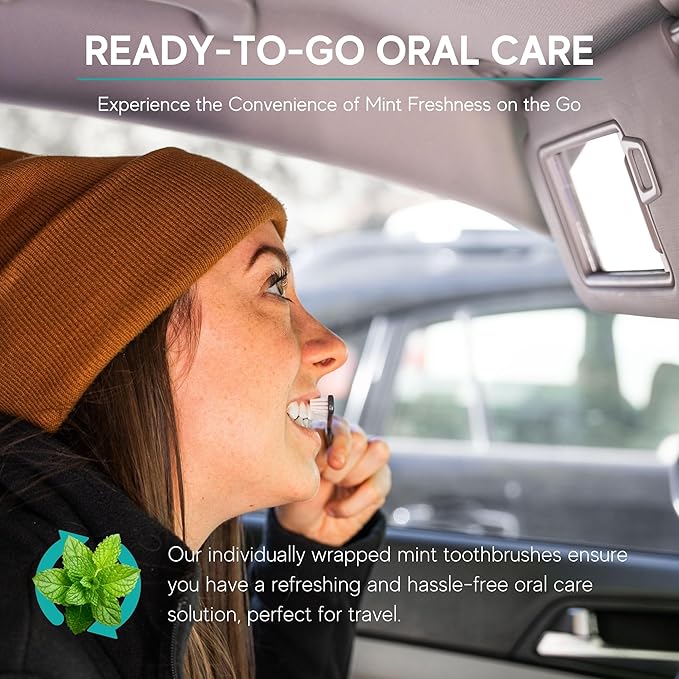 80 Prepasted Disposable Toothbrushes Individually Wrapped - Single Use Pre Pasted Disposable Toothbrushes with Toothpaste Built In - Waterless Toothbrush for Travel, Airbnb Guests, Hotel, & Camping