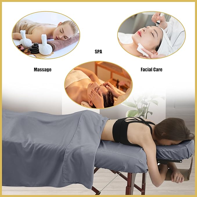 2 Sets Microfiber Massage Table Sheet Sets 3 Pcs Massage Bed Cover Soft Wrinkle Free Includes Massage Fitted Sheet,Massage Sheets and Face Cradle Cover for SPA Beauty Salon Tattoos (Gray)