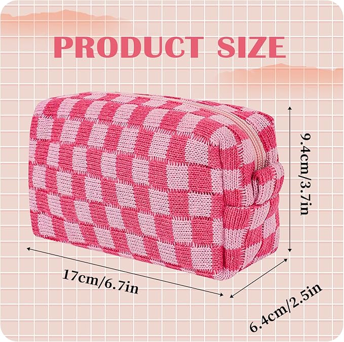 4 PCS Checkered Makeup Bag Cosmetic Bag for Women Checkered Pouch Plaid Makeup Bag for Women Large Capacity Pencil Case Makeup Brushes Storage Bag Travel Toiletry Bag Organizer