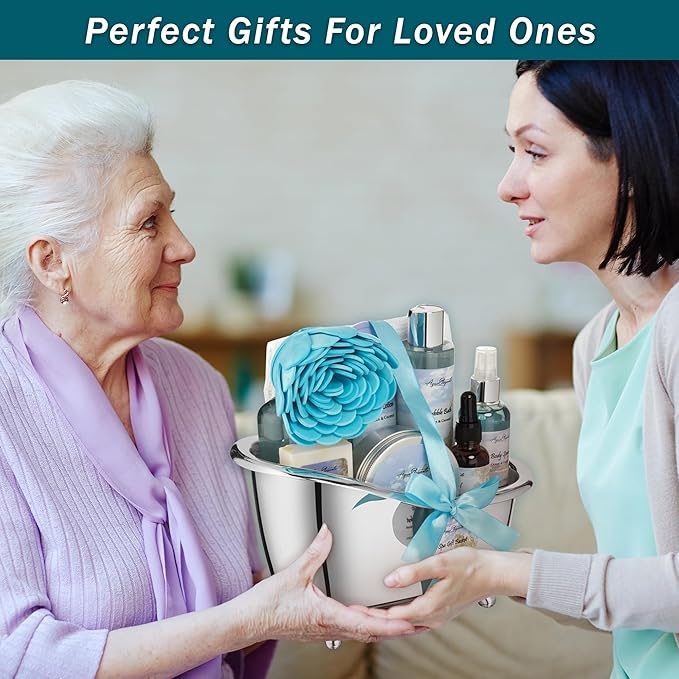 Spa Gift Baskets For Women - Luxury Bath Set With Ocean & Coconut - Spa Kit Includes Body Wash, Bubble Bath, Lotion, Body Butter, Soap, Bath Oil, Shower Puff, and Towel