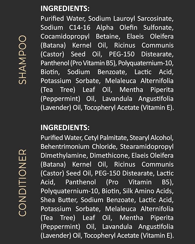 Batana Oil Shampoo and Conditioner Set - Biotin & Tea Tree Oil for Hair Growth & Thickness - Moisturizing & Nourishing Shampoo for Thinning Hair for Men & Women - 16 fl oz Each