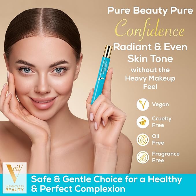 Veil Cosmetics - Complexion Fix Concealer - Liquid Concealer for Under Eye + Dark Circles - Highlight, Contour, Correct - Anti-Aging - Vegan Makeup Pen - Hydrating Lightweight (2G Light Gold)