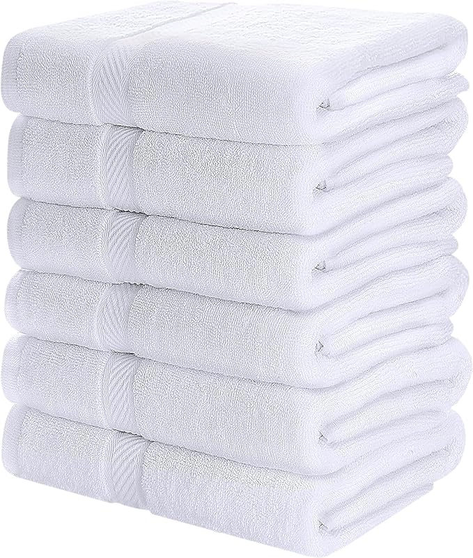 Simpli-Magic 79404 Bath Towels, White, 25x50 Inches Towels for Pool, Spa, and Gym Lightweight and Highly Absorbent Quick Drying Towels, 25 in x 50 in