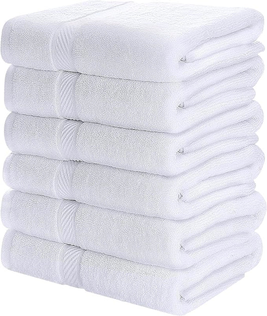Simpli-Magic 79404 Bath Towels, White, 25x50 Inches Towels for Pool, Spa, and Gym Lightweight and Highly Absorbent Quick Drying Towels, 25 in x 50 in