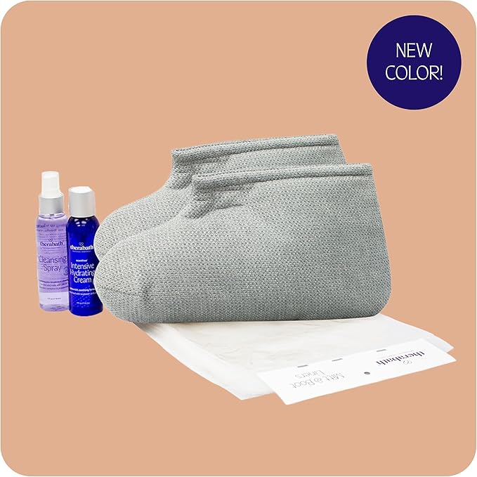 Therabath Foot ComforKit for Paraffin Wax Bath, Arthritis and Skin Therapy, Includes 2 Insulated Boots, 100 Liners, 4 oz. Pre-Treatment Spray, Intensive Hydrating Cream, for Home or Spa, Made in USA