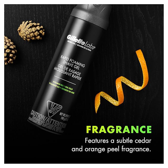 Gillette Labs with Exfoliating Bar Razor Refills for Men , 6 Razor Blade Refills and 7oz Rapid Foaming Shave Gel