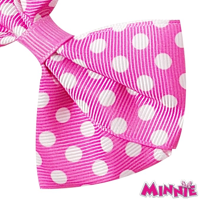 Disney Minnie Mouse Hair Bows - Hair Accessories Gift Set - Minnie Hair Bow - 7 Pcs 4 Inch Bundle - HairBows for Girls - Minnie on each clip - Alligator Clip - Ages 3 +