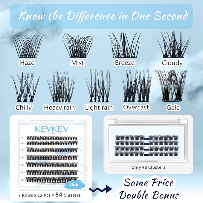 Cluster Lashes 84 Pcs Lash Clusters Eyelash Clusters Individual Lashes DIY Cluster Eyelash Extensions Soft and Thin Band(Gale,D-8-16mix)