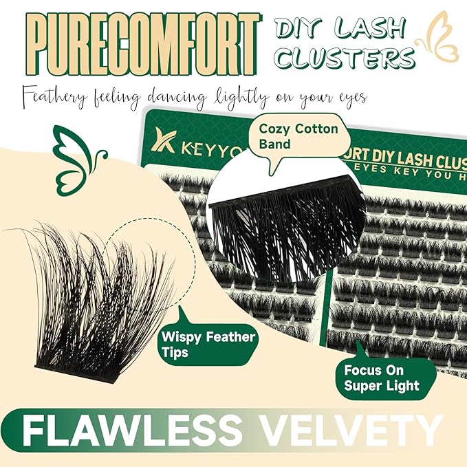 Lash Extension Kit 144pcs Thick Super Soft Lash Clusters,10-18mm D Curl Individual Lashes Kit with Bond and Seal Applicator and Brush Remover Easy to DIY at Home（PC03Kit-D-10-18MIX）