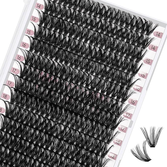 280 Pcs Individual Lashes 50D Mixed Lash Clusters 14 Rows Cluster Lashes that Look Like Eyelash Extensions DIY Lash Extension Self Application At Home (50D-D-14-20mix)