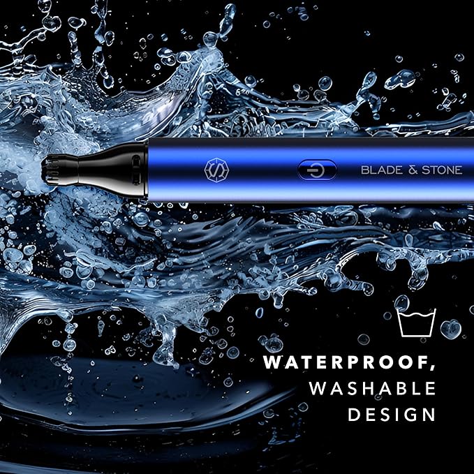 Blade & Stone™ NS501M Nose & Ear Trimmer | Graphene-X™ Blade | High-Velocity, Low-Noise Motor | Patented Rotary Blade Design | Skin-Friendly, Tug-Free Performance, Detachable Head (Big Blue)