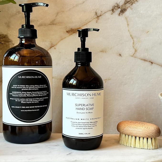 Murchison-Hume Luxury Vegan Hand Soap with Pump Dispenser, Moisturizing Hand Wash, SLS, Paraben & Cruelty-Free, 17oz (Australian White Grapefruit)