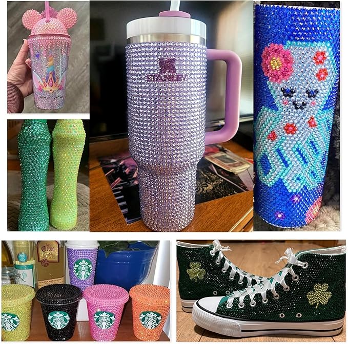 Blinginbox Flatback Rhinestones Bulk,14400pcs Crystal Round Loose Gemstones Glass Rhinestones for Crafts Makeup Nail Art Clothes Shoes DIY Decorations(SS20,4.6-4.8mm,Black Diamond)