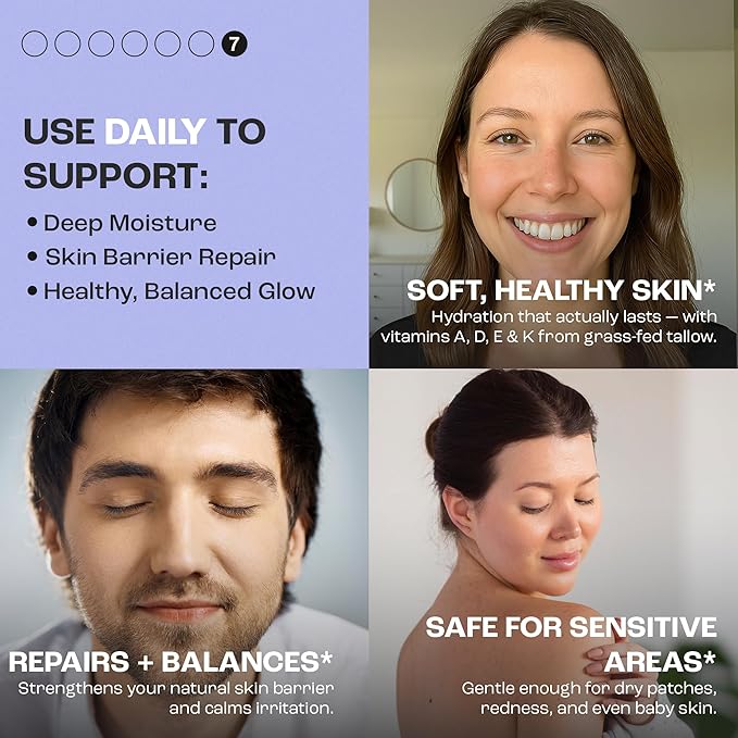 100% Grass Fed Beef Tallow for Skin Care by Neatique | Face & Body | Whipped Moisturizer for Skin | with Organic Beeswax & Organic Honey Balm | All Natural Formula, 2.13oz (2.13 Ounce, Lavender)