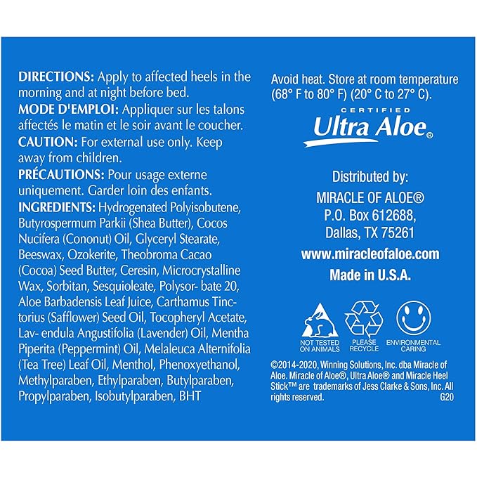 2-Pack Miracle Heel Stick with Pure UltraAloe Aloe Vera Gel | 2.5 ounce stick