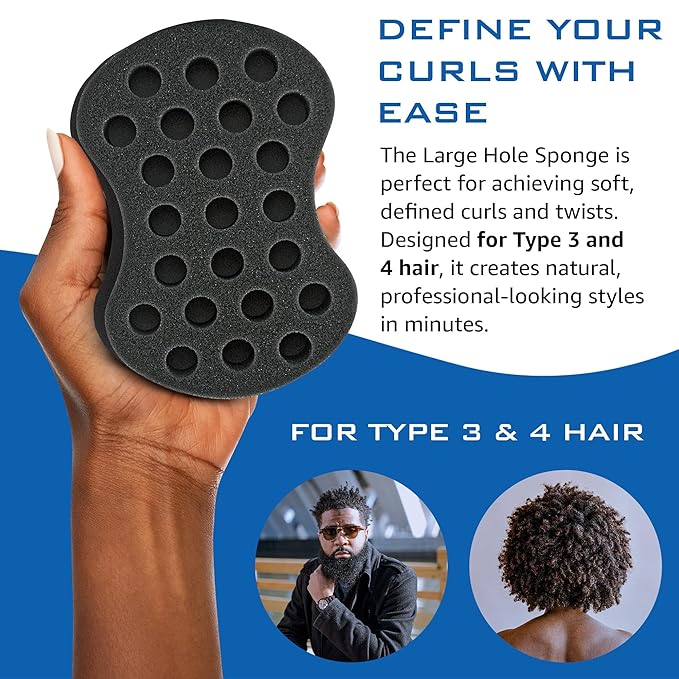 Hair Twisting Brush for Black Men and Women, Barber Tool for Afro Style Dreads, Coils & Twists, Large Hole Curl Sponge Brush (Red)