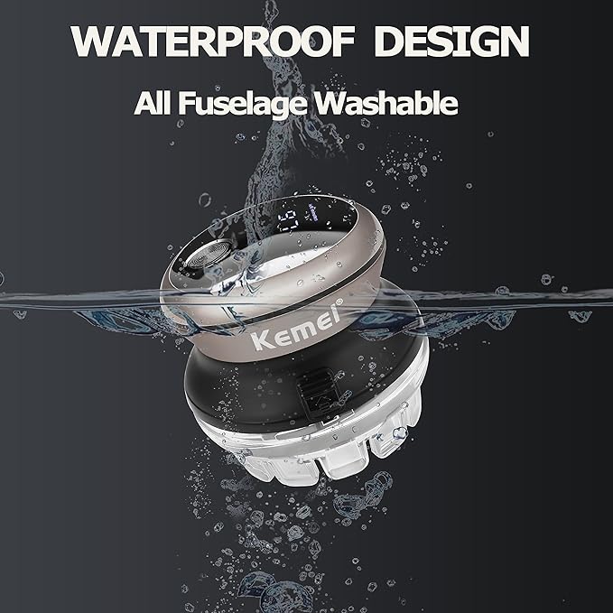 KEMEI Professional Hair Clippers for Men, Automatic Circular Hair Trimmer, Cordless Self-Haircut Kit with LED Display, KM-887 Silvery