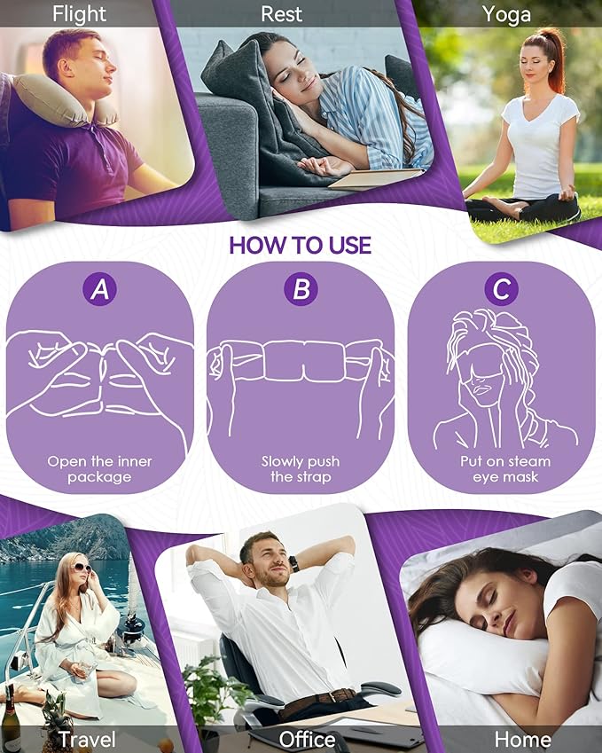 30 Packs Lavender Steam Eye Mask - Heated Eye Mask for Dark Circles and Puffiness Warm Eye Mask for Dry Eye Mask Relief Eye Fatigue Headache Hot Sleep Eye Mask for Disposable Moist Heat Eye Compress