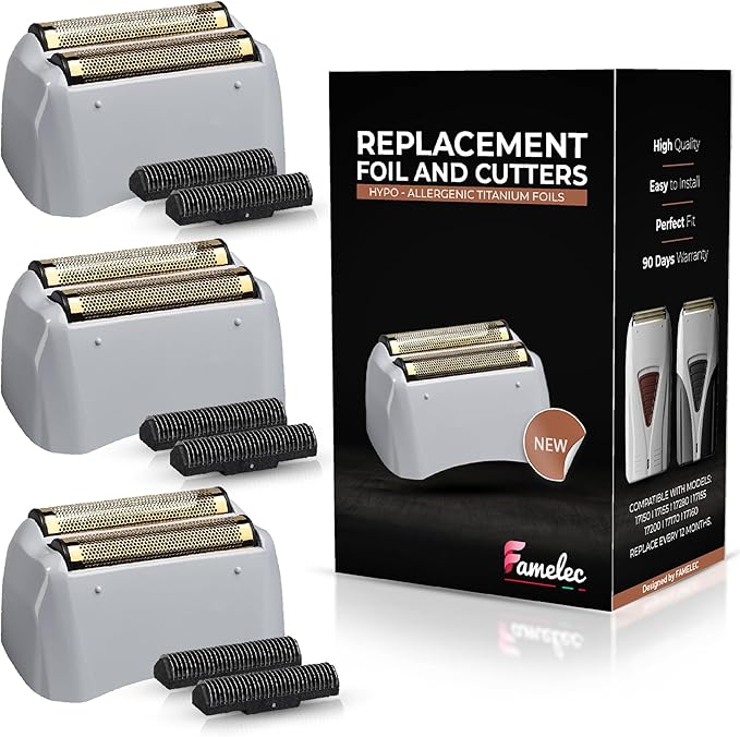 Replacement Heads for Andis Shaver Pro-Foil & Lithium - Super Soft Gold Titanium Cutters for Andis Foil Shaver Replacement TS1 17150 17235 17220 TS2 17200, Compatible with Razor Blades