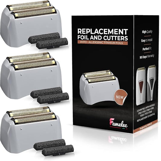 Replacement Heads for Andis Shaver Pro-Foil & Lithium - Super Soft Gold Titanium Cutters for Andis Foil Shaver Replacement TS1 17150 17235 17220 TS2 17200, Compatible with Razor Blades
