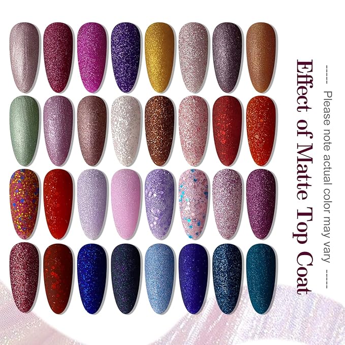 JODSONE Gel Nail Polish Shiny High Gloss Surface Strengthening Glitter Minimalistic Artistic Creation Starter Set 36 Pieces