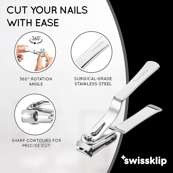 Swissklip Heavy Duty Toenail Clippers for Seniors Thick Toenails I Professional Nail Clippers for Ingrown Toenail I nail clippers for men I well suited as finger nail clippers adult