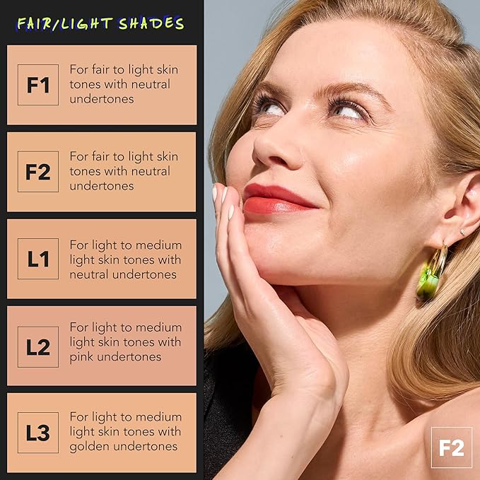 COVER FX Power Play Foundation - Shade L1 - Buildable Full Coverage - Waterproof Sweat-Proof Transfer-Proof - Natural Matte Finish - All Skin Types