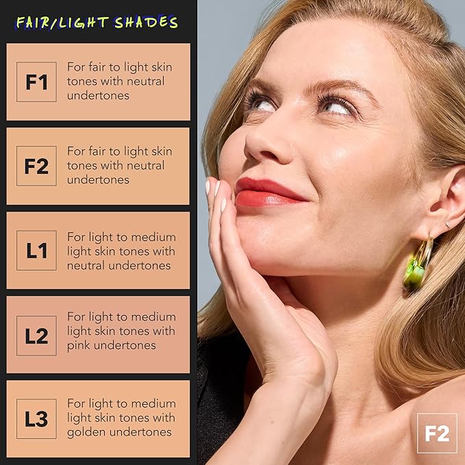 COVER FX Power Play Foundation - Shade F2 - Buildable Full Coverage - Waterproof Sweat-Proof Transfer-Proof - Natural Matte Finish - All Skin Types