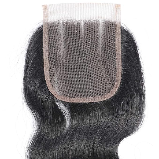 AUTTO Brazilian Virgin Hair Human Hair Lace Closure Body Wave Human Hair Top Lace Closure 4X4 3 Part Closure Naturl Black Color (8"-18") (18 inches)