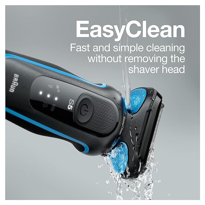 Braun Series 5 5049cs Electric Shaver with Charging Stand, Beard Trimmer, Face Shaver, Wet & Dry, Rechargeable, Cordless Foil Shaver, Blue