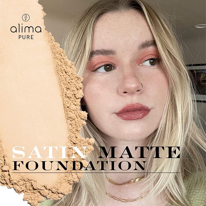 Alima Pure Satin Matte Foundation - Loose Mineral Powder, Oil Free Talc Free, Natural Makeup, Full Coverage .15 oz/4.5g