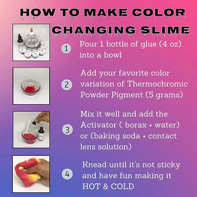 Temperature Activated Thermochromic Powder Pigment Black to Pink Changing at 77F/25C Perfect for Arts & Crafts Color Changing Slime Nail Art Secret Message Tumblers Science Experiments