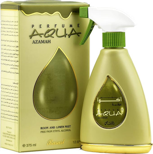 Aqua Air Fresheners - 375ml(12.7 oz) | Aromatic Essential Oil Spray | Fresh Blend of Lemon, Black Currant, Woody, Musk | Long Lasting Room Fragrance | by RASASI (Azamah)