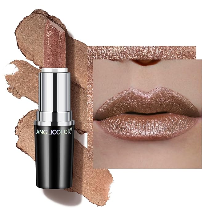 Glitter Brown Lipstick,High Impact Lipcolor,Lightweight Hydrating Formula Smooth and Non-Sticky,Metallic Lipstick For Women,Full-Coverage Lip Color (09 GUILTY PLEASURE, 4g)