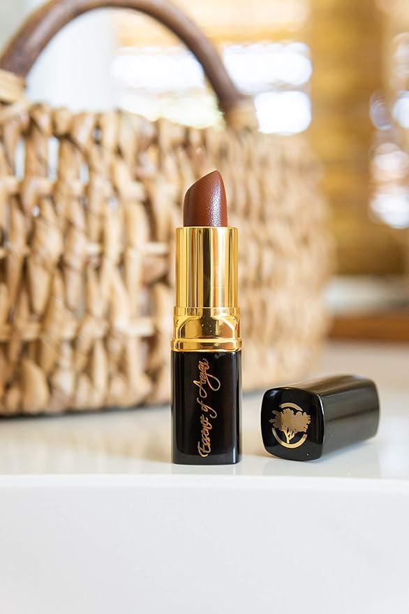 𝗘𝘀𝘀𝗲𝗻𝗰𝗲 𝗼𝗳 𝗔𝗿𝗴𝗮𝗻 Moisturizing Long Lasting Brown Lipstick with 100% Organic Argan Oil, Shea Butter & Aloe Vera - Chocolate Kiss