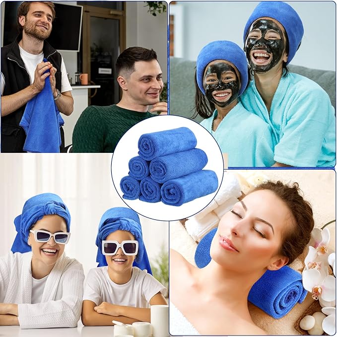 Newwiee 72 Pack Microfiber Bleach Proof Towels Bulk for Salon 18 x 30 Inch Dry Lint Free Hair Drying Hand Towels for Hair, Gym, Bath, Spa, Shaving, Barber(Blue)