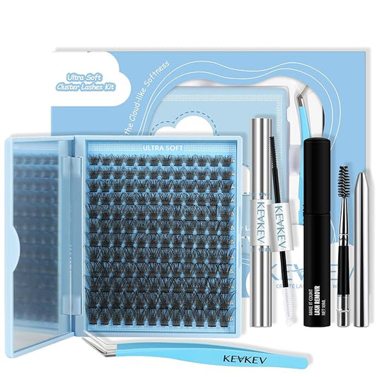 DIY Lash Extension Kit Lash Clusters 144Pcs 10-18mix Length Ultra Soft Lash Clusters Kit Lash Bond and Seal Lash Glue Lash Remover for DIY Eyelash Extensions(Caramel, D-10-18mix)