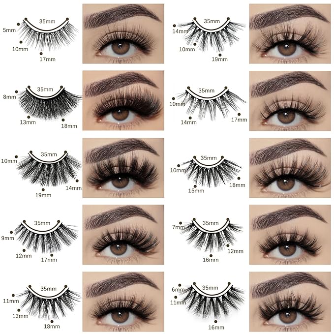 FARRED Wholesale False Lashes 100 Pairs 10 Styles Medium Length Vegan Eyelashes Fluffy Volume Strip Lashes Bulk 10 Portable Boxes Fake Eyelashes Mixed Natural Look 3D Faux Mink Lashes(mix 100pair)