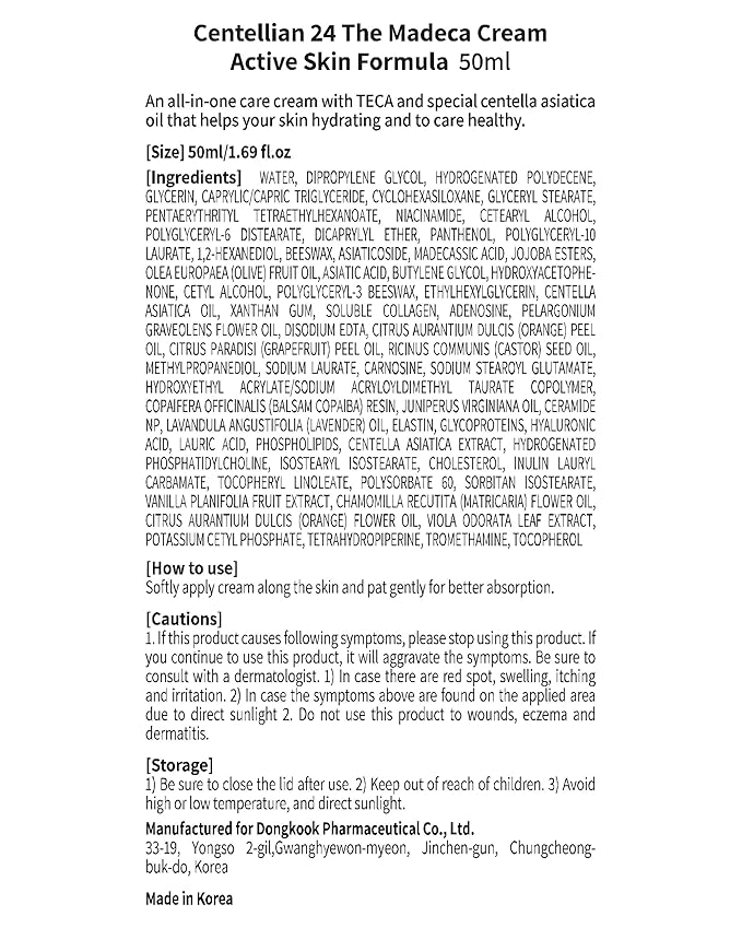 CENTELLIAN 24 Madeca Cream (Season 5, 1.7fl oz) - Centella Moisturizer for Face, Korean Skin Care. Dry, Sensitive Skin. TECA, Centella Asiatica, Madecassoside