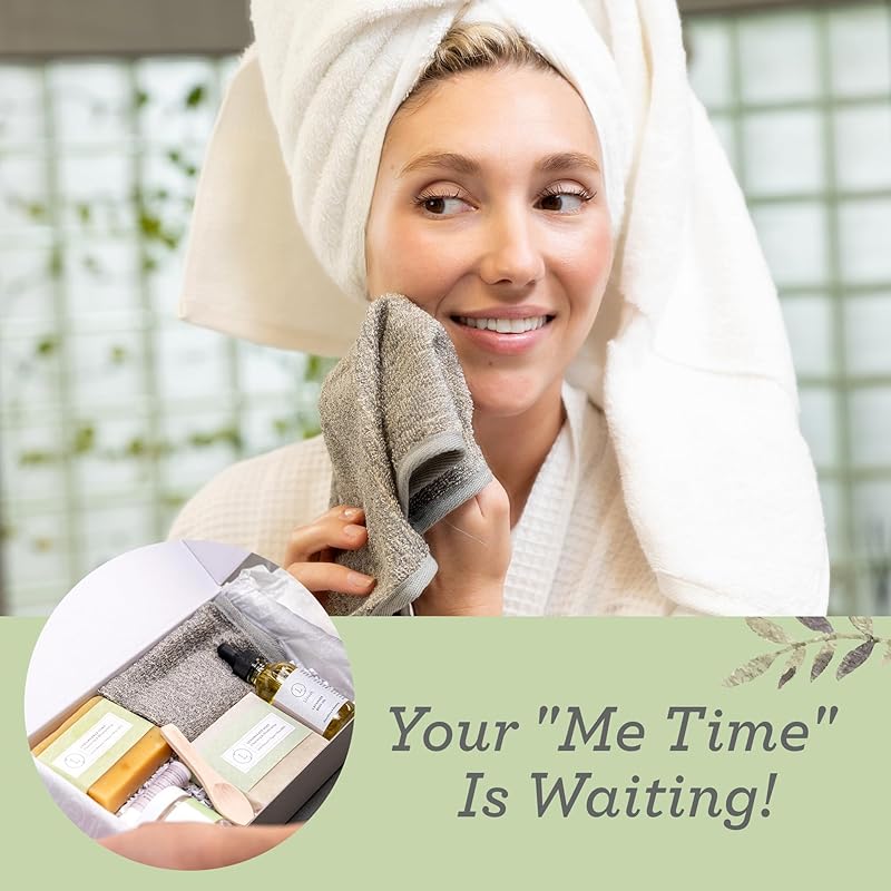 Lizush Lemongrass 6-Piece Spa Gift Set for Women - Relaxing Self-Care Basket, Luxury Handmade Body Care Items for Premium Relaxation - With Love - Handmade in the USA